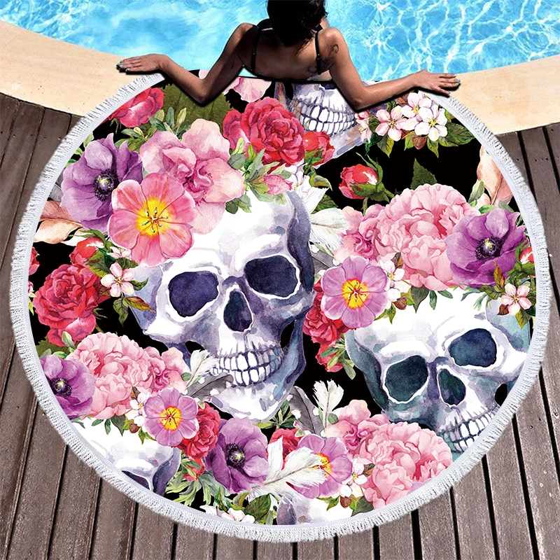 Круглое пляжное полотенце с мандалой 150 см