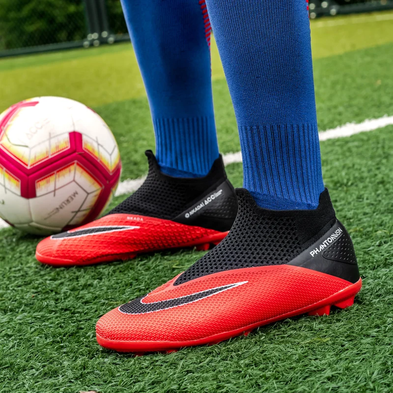 Cleats Shoes Soccer Men 2021 Professional FG Football Sneakers Breathable Long Spikes Boots Man Plus Size 36-49 chuteira futsal