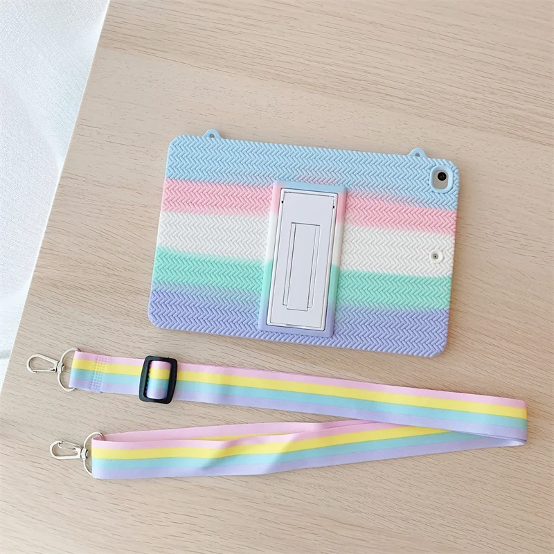 Цветной чехол для iPad Mini 6 6th 5 Air 4 3 2 1 10 9th Pro 9 7 11 безопасный силиконовый с подставкой