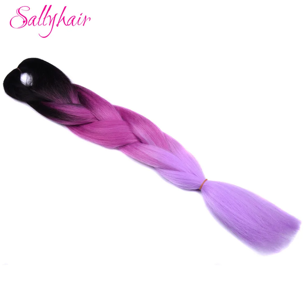 Sallyhair, 24 дюйма, Омбре, плетение волос, 2 тона, черный, винно-красный цвет, огромные косички, высокотемпературное волокно, синтетические волосы для наращивания - Цвет: P8/613
