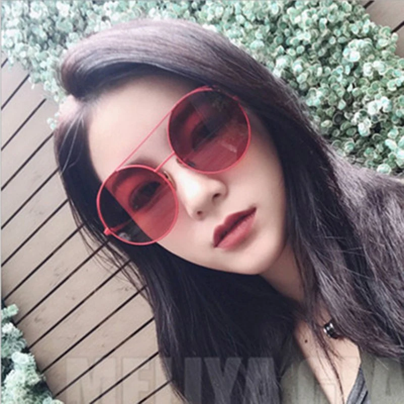 

Fashion Vintage Brand Design Round Sun Glasses for Men Women Metal Frame Driving Sunglasses UV400 Pink Mirror Gradient Goggle