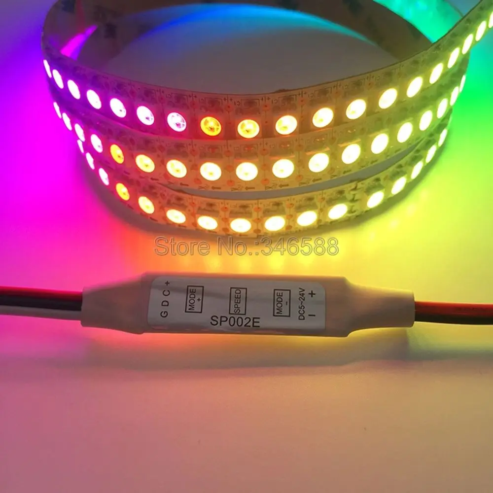 DC5V-24V светодиодный контроллер SP002E с 3 кнопками, мини-контроллер пикселей, провод постоянного тока, USB интерфейс, 600 пикселей, для WS2812B, WS2811, светодиодный светильник