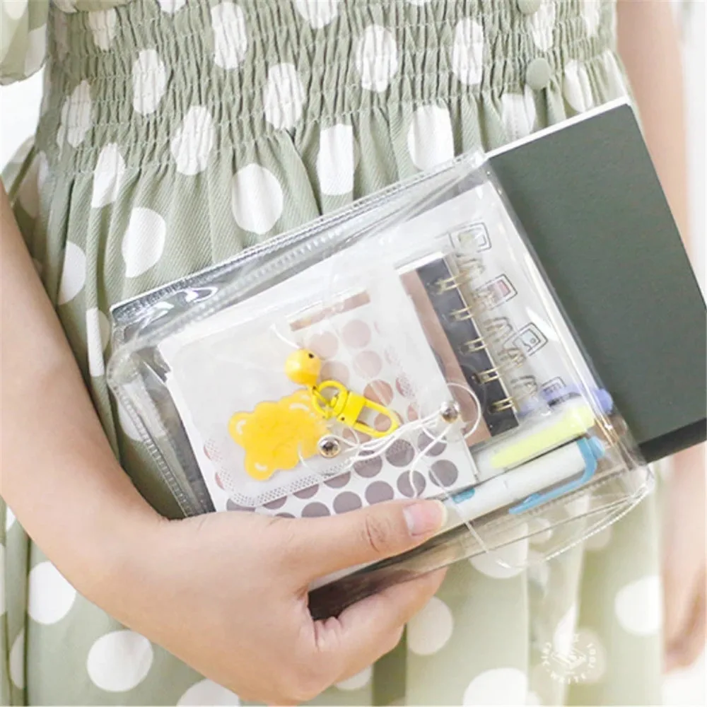 

Transparent Winding Line File Bag PVC Waterproof Oil Proof Large Capacity Cosmetic Storage Bag Student Pencil Pouch Stationery
