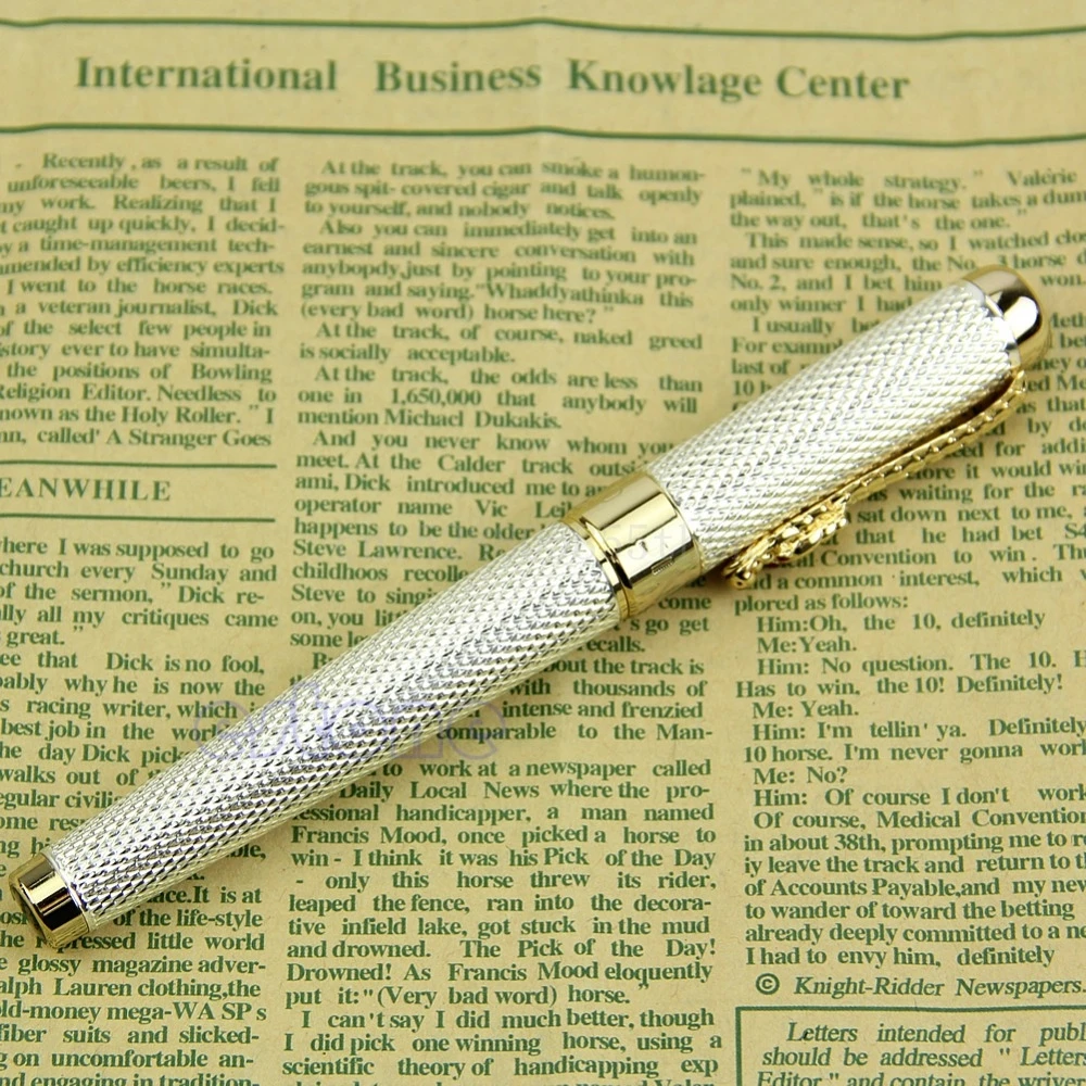 Noblest Авторучка Jinhao Dragon 1200 18KGP Средний наконечник золотой серебряный канцелярские