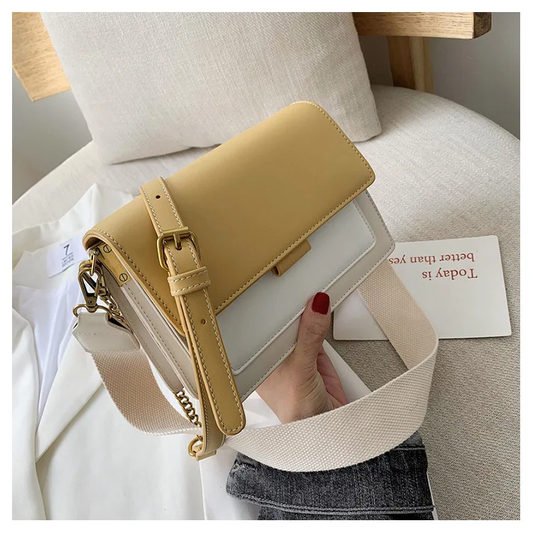 

2021 Mini Contrasting Color Leather Messenger Bag Designer Travel Handbag Brand Fashion Simple Shoulder Bag Ladies Messenger Bag