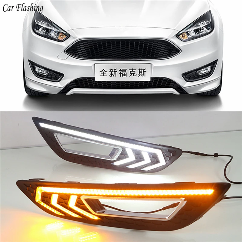 CSGJMY 2 шт. для Ford Focus 3 mk3 2015 2016 2017 2018 светодиодный DRL Противотуманные фары дневного