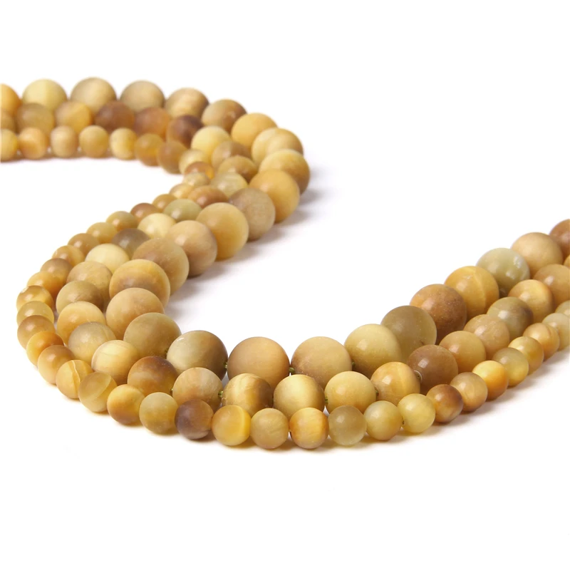 6-12ММ Натуральные матовые бусины круглой формы тигрового глаза золотистого цвета, свободные камни для браслетов, ожерелий, сережек и других украшений.