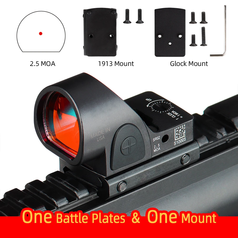 

Mini RMR SRO Red Dot Scope Sight 2.5 moa Sight Airsoft Hunting Reflex Sight with Universal Glock Mount Collimator Rifle HK2-0130