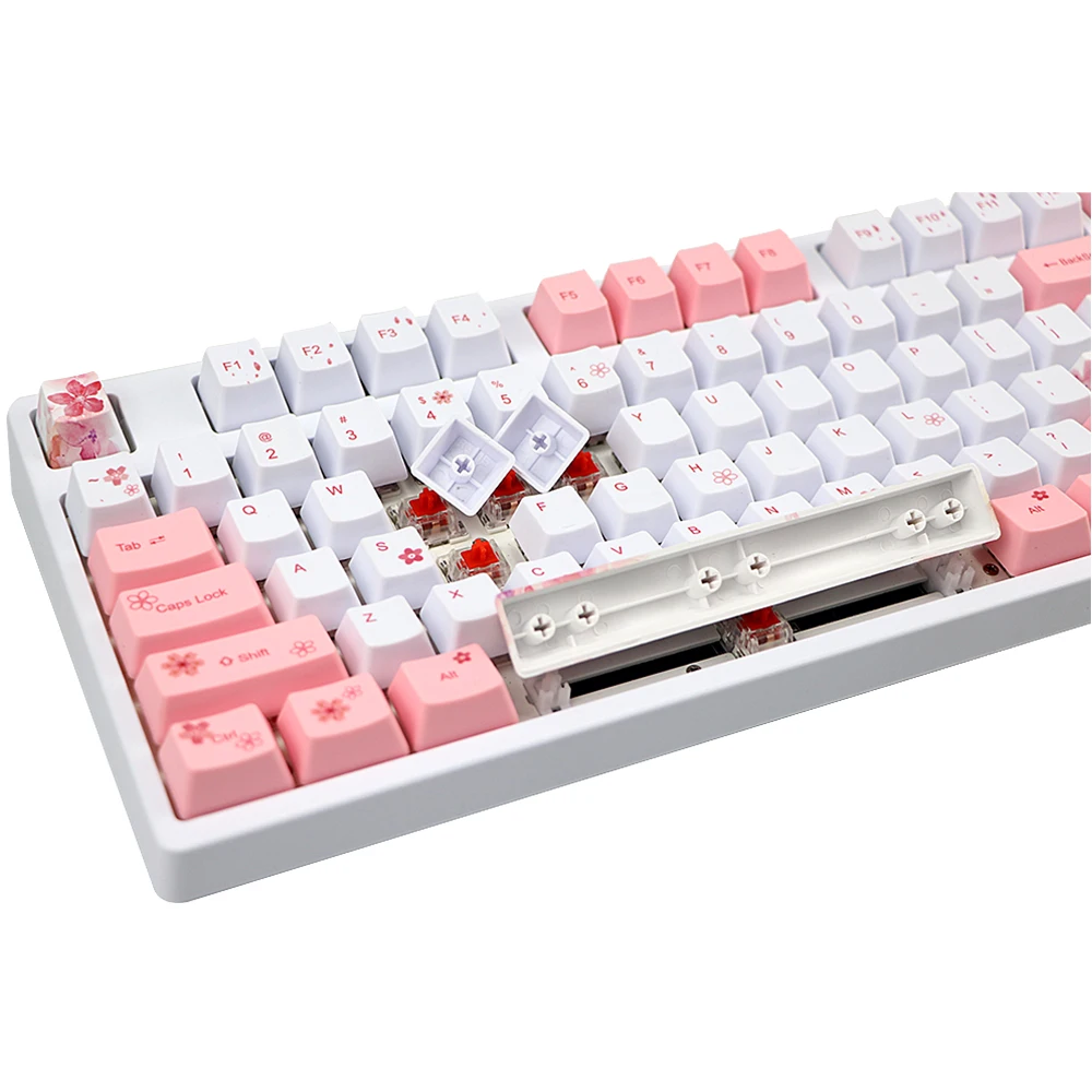 

dye Subbed PBT Keycap 72/122 Keys OEM Profile Keycaps For MX Switches dz60/GK64/TKL87/96/108 keyboard Sakura Keycap