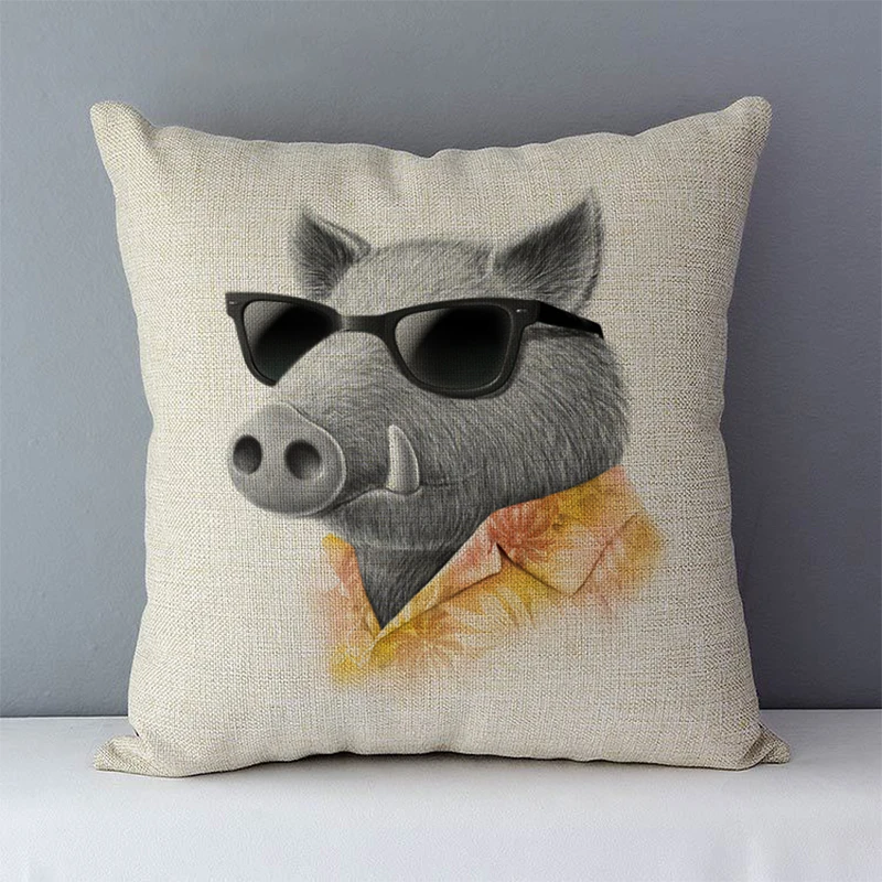 Милые животные с принтом киви птицы заяц овец дикий кабан искусственная Подушка