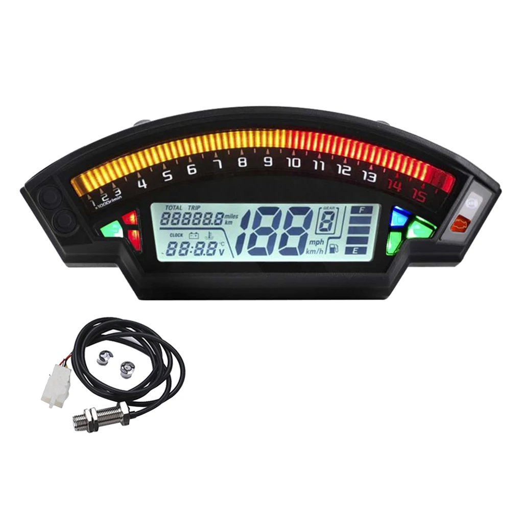 

Motorcycles 14000rpm LCD Digital Odometer Speedometer Tachometer 1/2/4 Cylinders