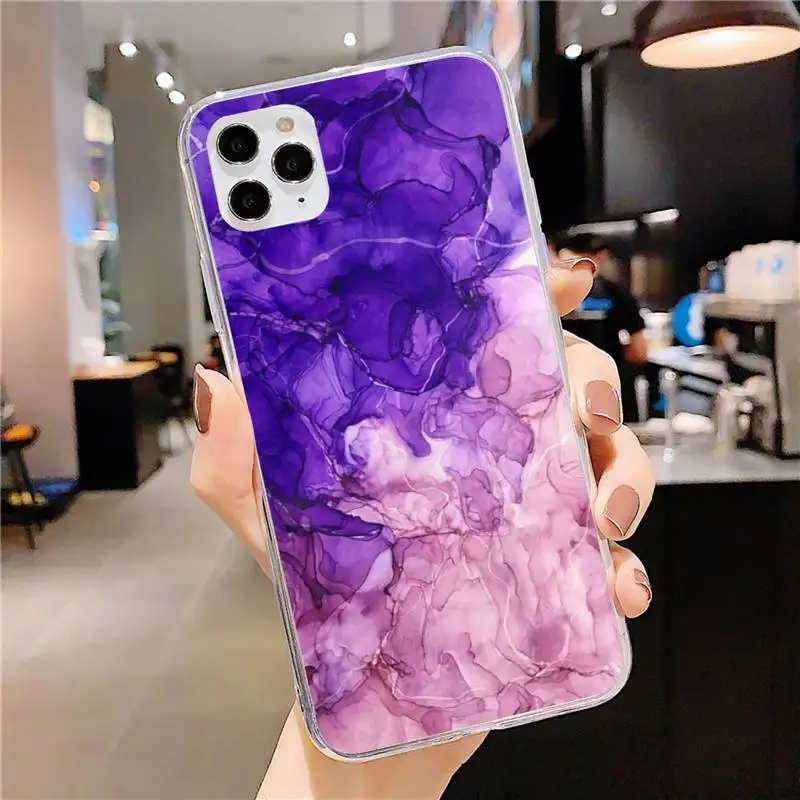 

Alcohol Ink Painting Phone Case for iphone 11 12 Pro Max Clear Cover Xs X XR 7 8 6 6S Plus 5 5S SE 2020 Fundas Coque Etui