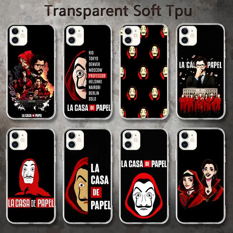 

Spain TV Money Heist House Paper La Casa de papel Phone Case for iPhone 8 7 6 6S Plus X 5S SE 2020 XR 11 pro XS MAX 12 12Mini