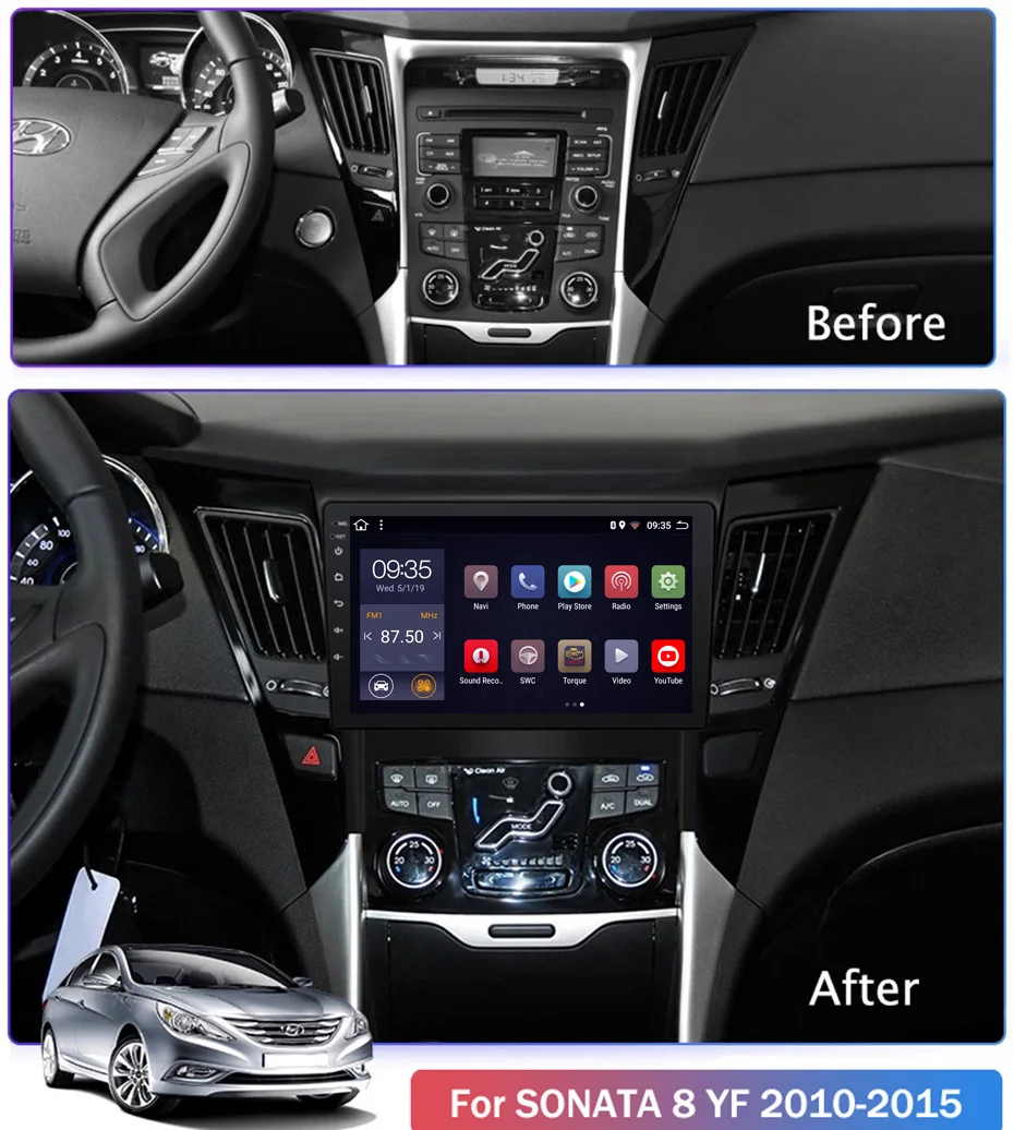 9 дюймовый 2.5D IPS HD мультисенсорный экран Android 2010 2 Гб ОЗУ 32 ПЗУ NAVI для HYUNDAI Sonata 8/YF 2015 с