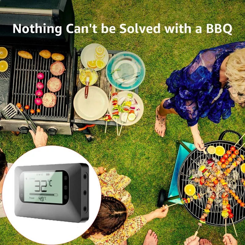 

Wireless Meat Grill Bluetooth Digital Thermometer for Grilling BBQ Oven Kitchen Cooking with 2 Probe, App Remote Control