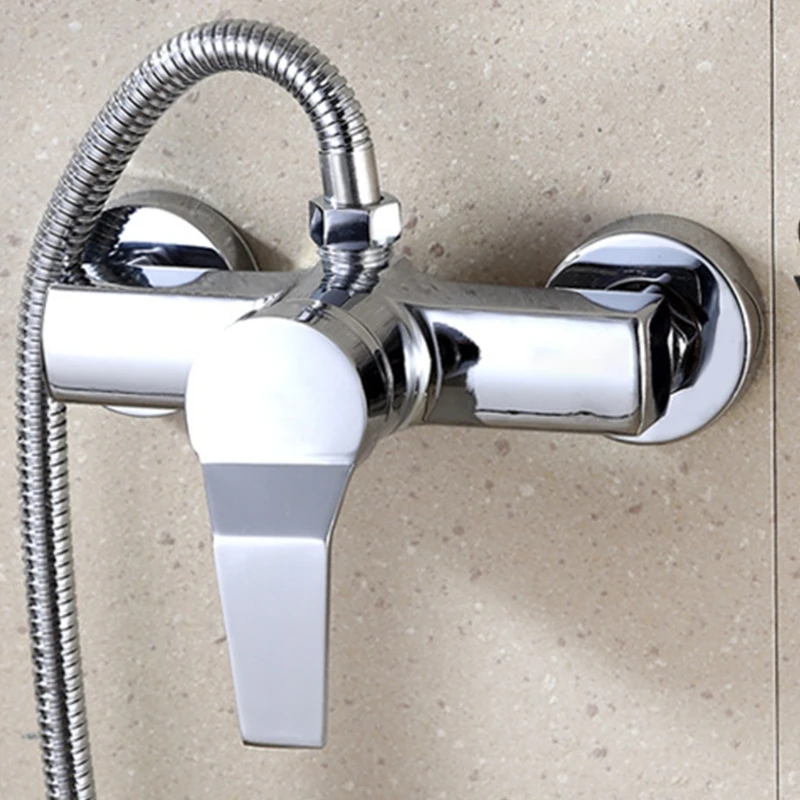 

2021 New Bathtub Hot and Cold Mixing Water Faucet Sink Spray Double Shower Head Deck Mounted Basin Mixer Taps Home Improvement
