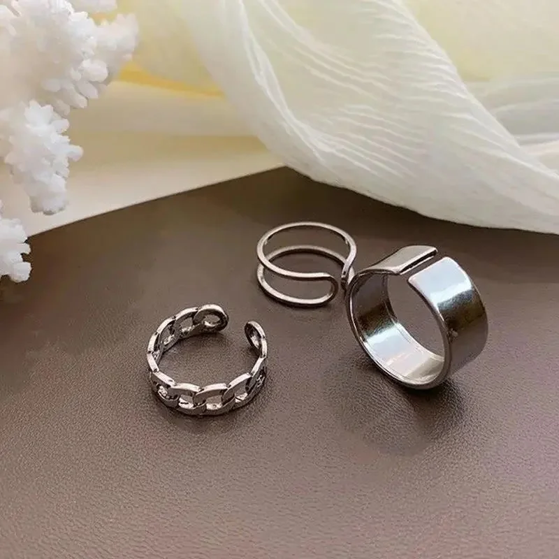 

2020 Fashion Simple Design Anillos Vintage Silver Color Joint Rings Sets for Women Jewelry Korean Version Joint Rings Gold Ring