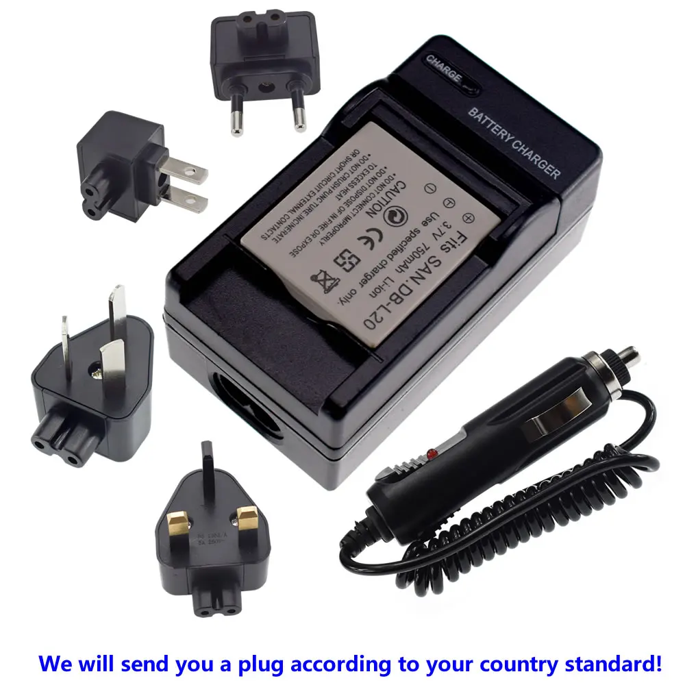 Сменный аккумулятор + зарядное устройство Автомобильная вилка для Sanyo DB-L20 L20A L20AU