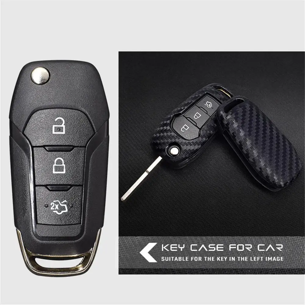 

Силиконовый чехол для автомобильного ключа Ford Focus из углеродного волокна, защитный чехол, Стайлинг автомобиля, защитный чехол для ключей, ак...