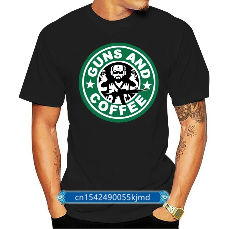 

Guns And Coffee Logo Pistol Rifle AR-15 Charcoal Tee Mens Shirt Choose A Size