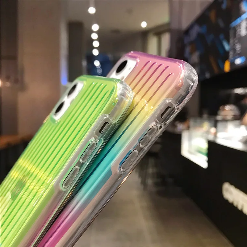 Цветной прозрачный чехол LOVECOM Laser для iPhone 11 Pro Max XR X XS 7 8 Plus мягкий из ТПУ + PC неровный