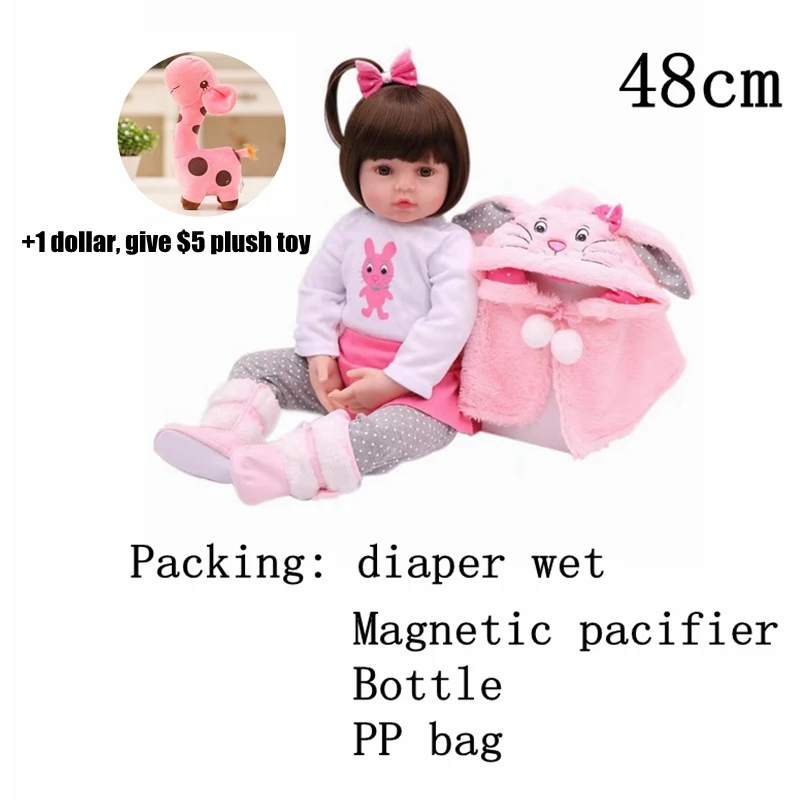 Reborn Dolls de Silicone девушка тело 47 см Очаровательная кукла игрушки для девочек boneca Baby Bebe Кукла День рождения/Рождественский подарок