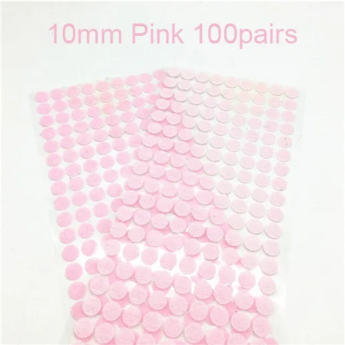 10mm LTpink 100pairs 10 мм, 100 пар, белая, черная волшебная наклейка, лента для монет с сильным клеем, самоклеющаяся лента для крепления, детский аксессуар «сделай сам» ручной работы - Цвет: 10mm LTpink 100pairs