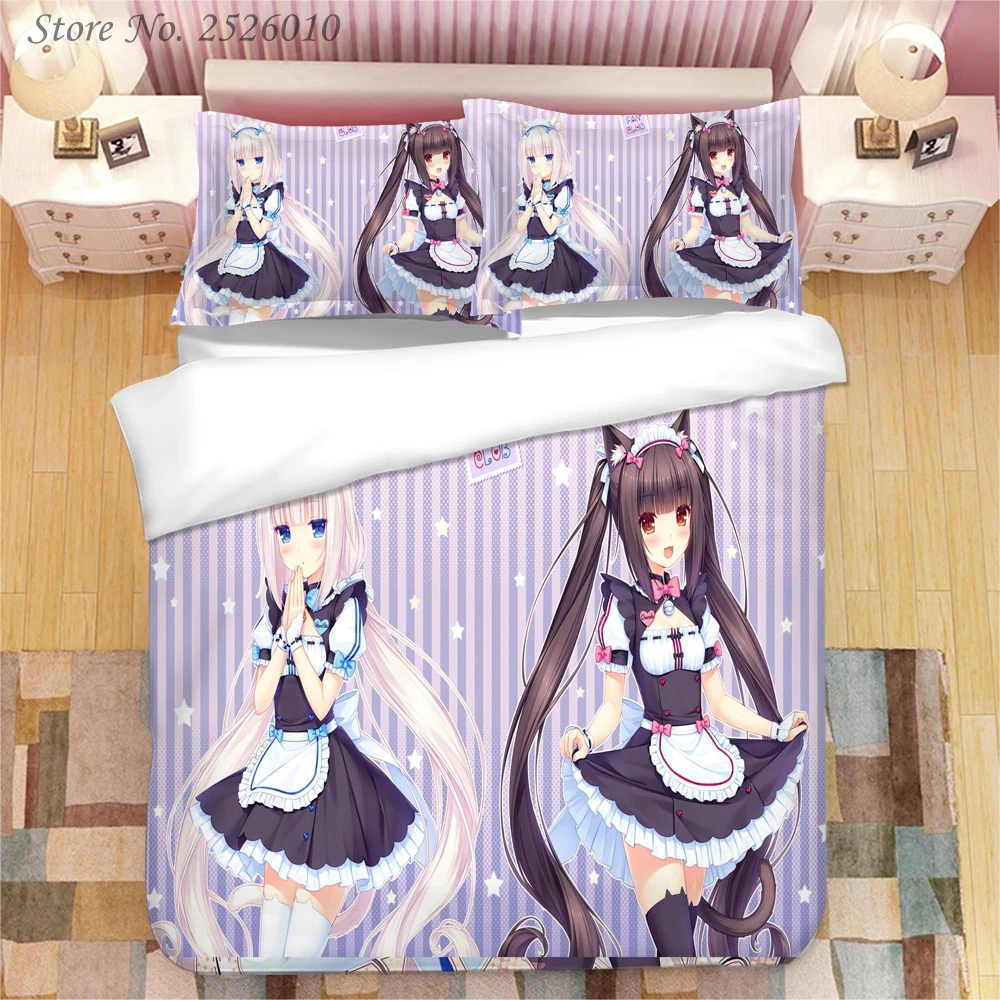 Комплект постельного белья с 3D-принтом аниме Nekopara Королевский пододеяльник