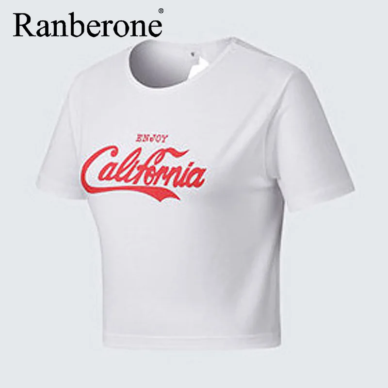 Ranberone Sport Top Fitness Women Letter Yoga Top Short Sleeve Shirt Female Running Sportswear Crop Top Women Workout Gym Top