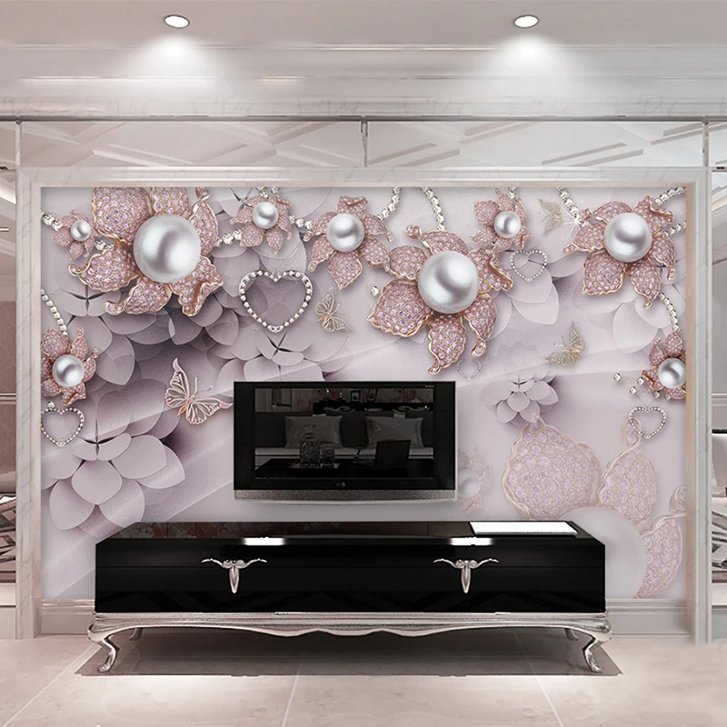 Роскошные 3D тисненые фиолетовые цветочные ювелирные обои для фотосъемки постер