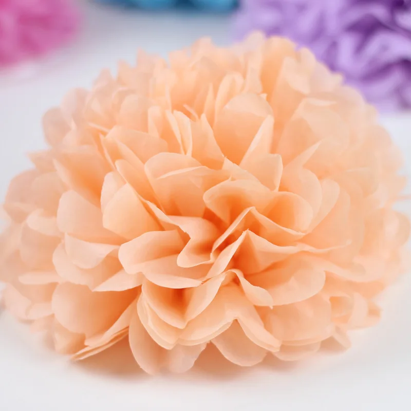 10 шт. в партии персиковая папиросная бумага Pom Poms DIY бумажная Цветочная свадьба