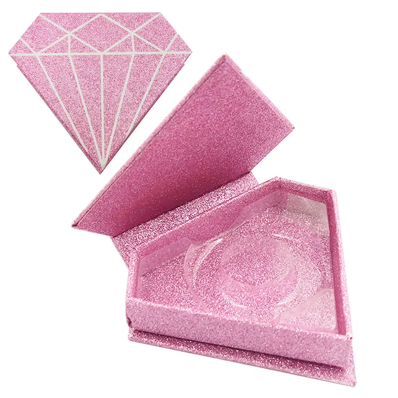 

Wholesale New Magnetic False Eyelash Packaging Pink Box Packaging Custom Lash Diamond Box 25MM Mink eyelashe Package Makeup Case