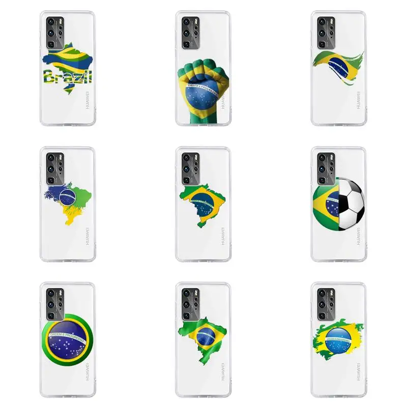 

Brazilian flag Phone Case For Huawei P40 P30 P20 Mate Honor 10i 30 20 i 10 40 8x 9x Pro Lite Transparent Cover