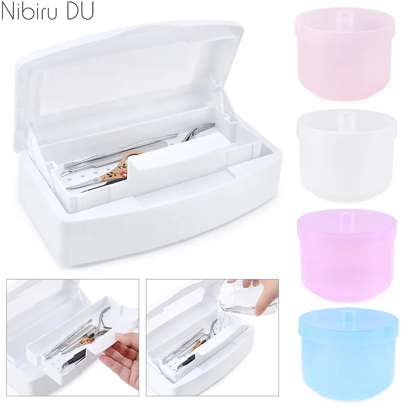 

Nail Sterilizer Tray Alcohol Disinfection Salon Scissors Tweezers Nail Manicure Equipment Tools Cleaner Sanitize Set Box