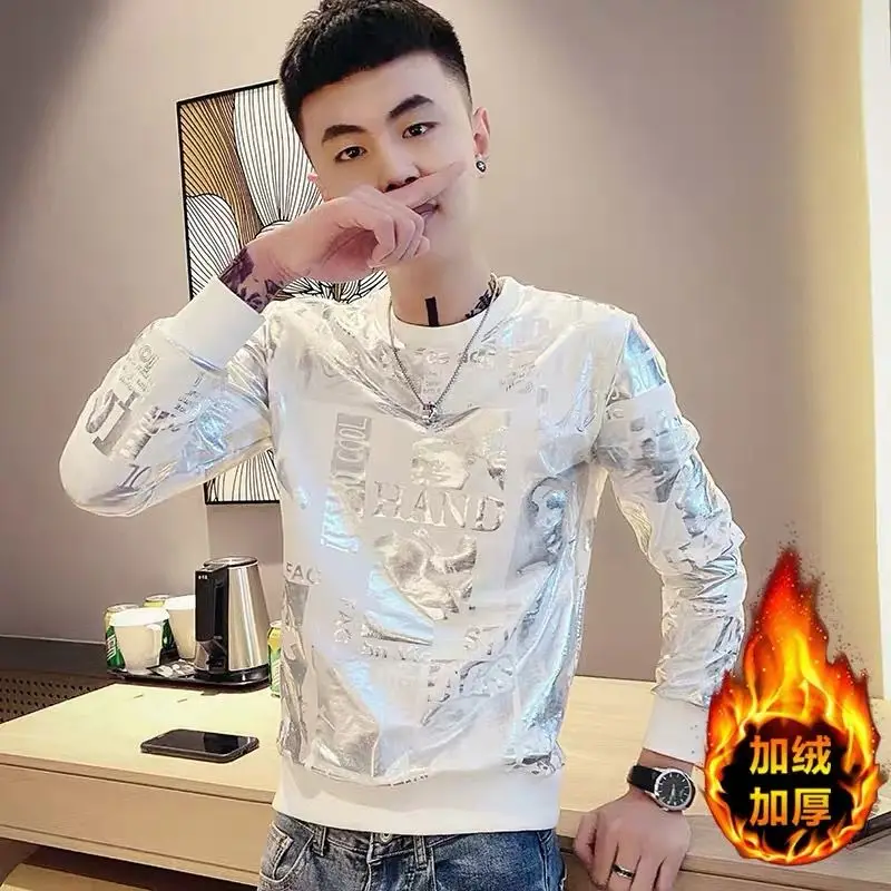 Мужской бархатный жилет брендовая футболка с длинным рукавом круглым вырезом