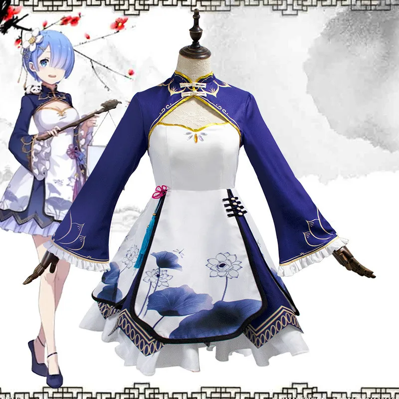Аниме Re:zero Kara Ram Rem Косплей Костюм парик костюм на Хэллоуин платье горничной аниме