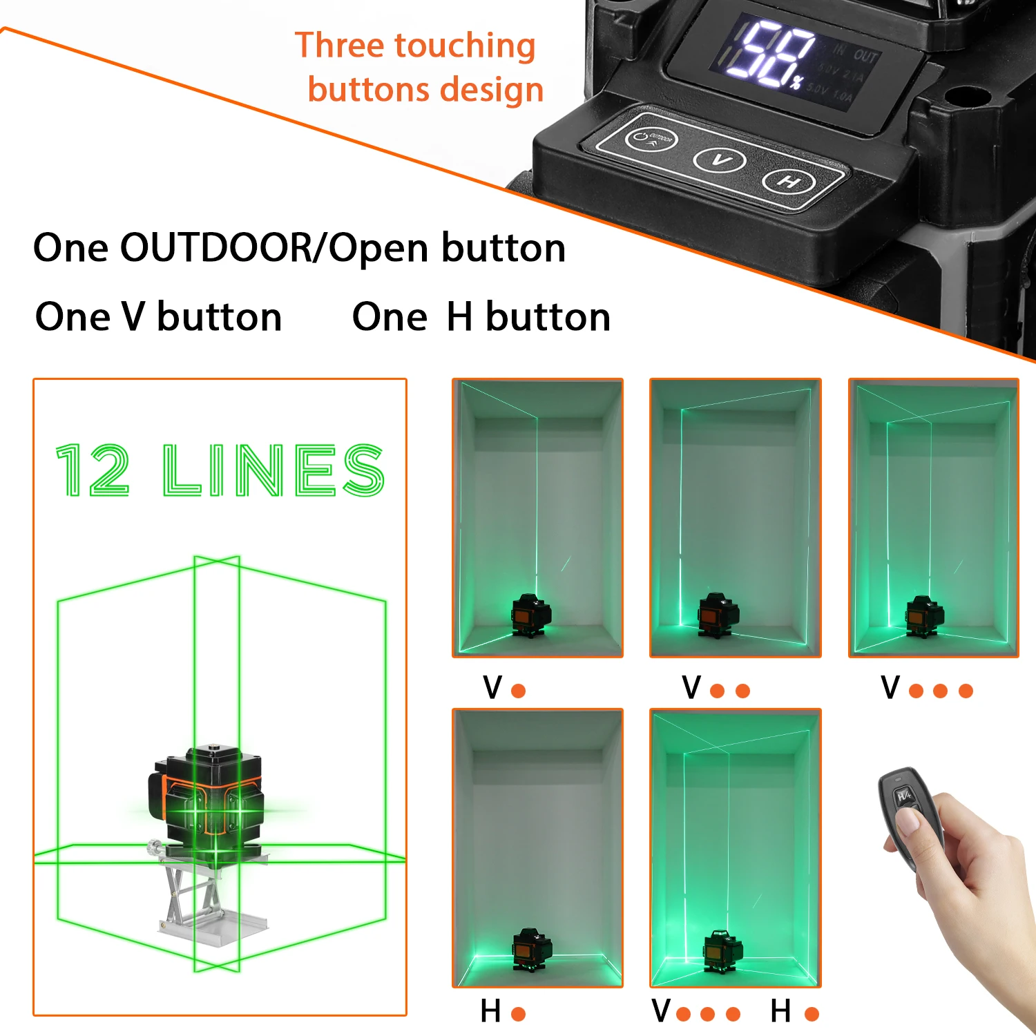 3D прибор для измерения уровня Многофункциональный 12 линий инструмент