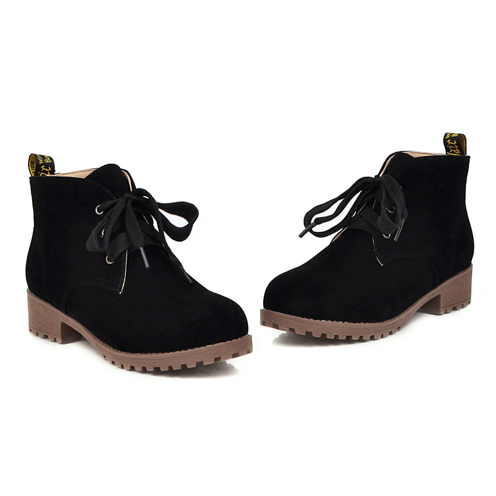 Black Thick Lining Новинка года; Модные женские ботильоны черного и синего цвета; модные женские ботинки телесного цвета на не сужающемся книзу массивном каблуке; большие размеры 10-43; EH901 - Цвет: Black Thick Lining