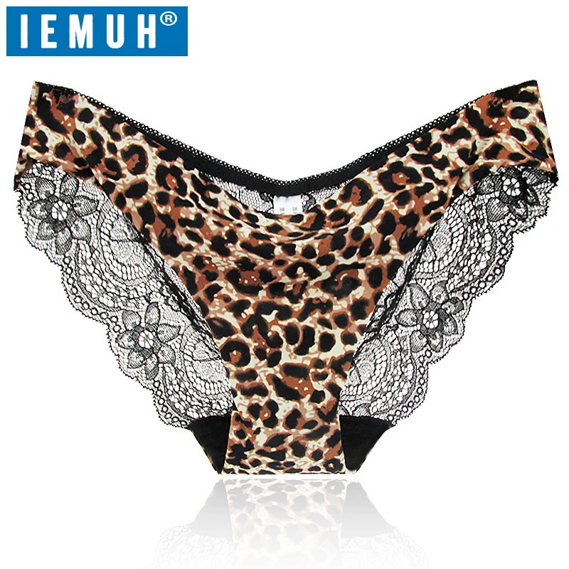 Женские кружевные трусики IEMUH бесшовные шелковые с принтом размера плюс