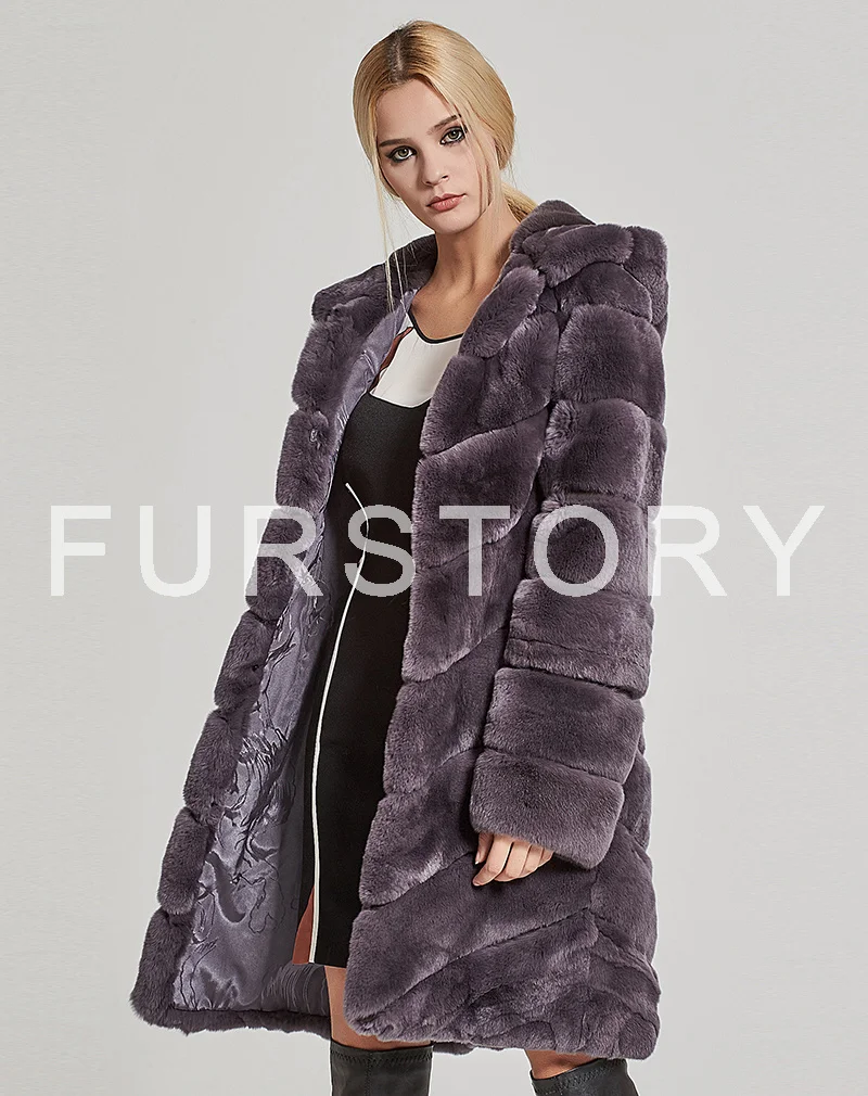Women's Coats Real Fur Coat Women Rabbit Winter jacket Jacket with Hood Story FS17154 | Женская одежда