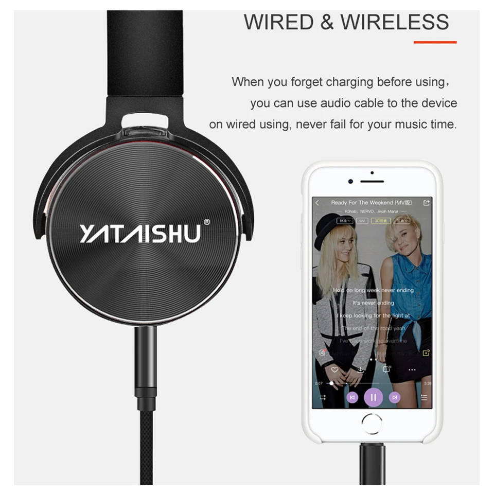 Bluetooth наушники проводные беспроводные большие складные Накладные Hifi с