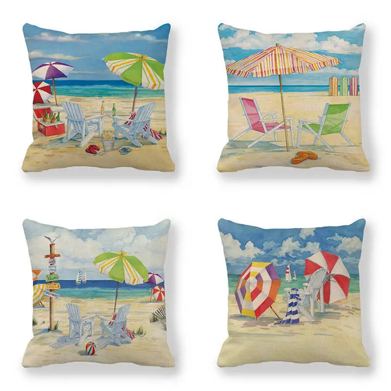 

One Side Print Cushion Cover Throw Pillow Case summer beach holiday For Home Sofa Seat Cute Vintage Decoration 45X45cm