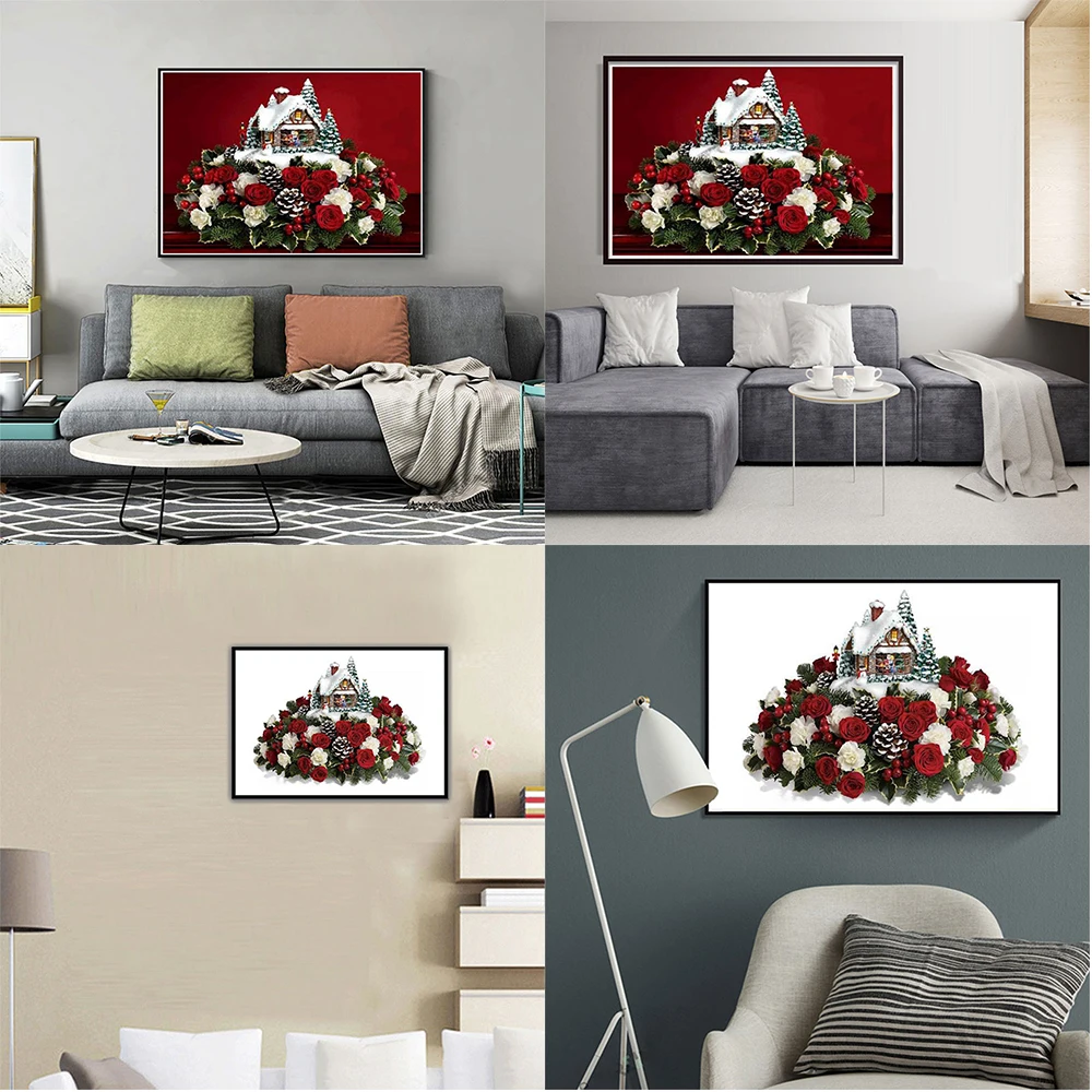 Полностью круглая 5D алмазная живопись сделай сам цветок роза пейзаж вышивка