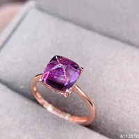 kjjeaxcmy fine exquisite jewelry 925 sterling silver inlaid natural amethyst gem gemstone noble new female woman girl ring