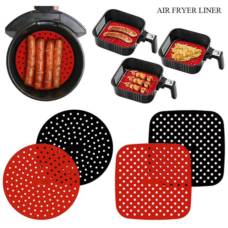 

7.5/8.5/8/9 Inch Air Fryer Mat Silicone Mat Non-Stick Air Fryer Mat Baking Mat Bakeware Oil Mats Food Grade Pastry Tools