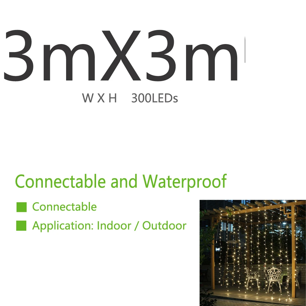 3x3m 300leds 220 В светодиодная гирлянда светодиодный Шторы строка светильник с изображением Луны и звезд, лампа теплый белый гирлянда светильник для свадьбы фестиваль в честь Рождества вечерние дома украшения - Испускаемый цвет: 3x3m 300leds