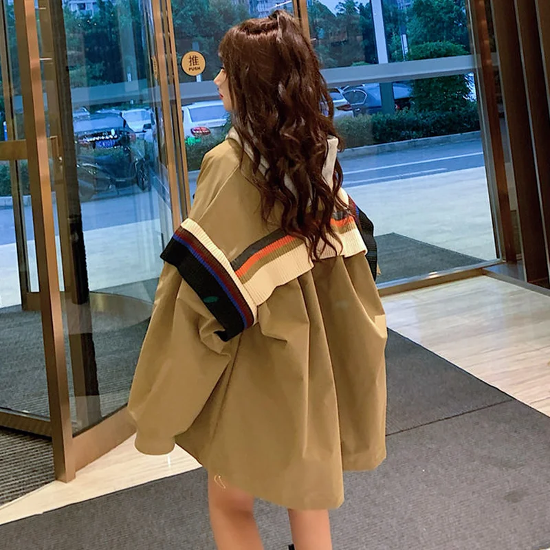 Куртка женская одежда Весенняя вязаная с карманами в полоску верхняя для детей