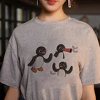 Женская футболка с короткими рукавами Vogue Three Penguins, летняя футболка с круглым вырезом, удобная простая повседневная свободная футболка