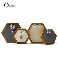 oirlv 2 pcs set rhombus solid wood octagon earrings display stand bracelet holder jewelry display props organizer