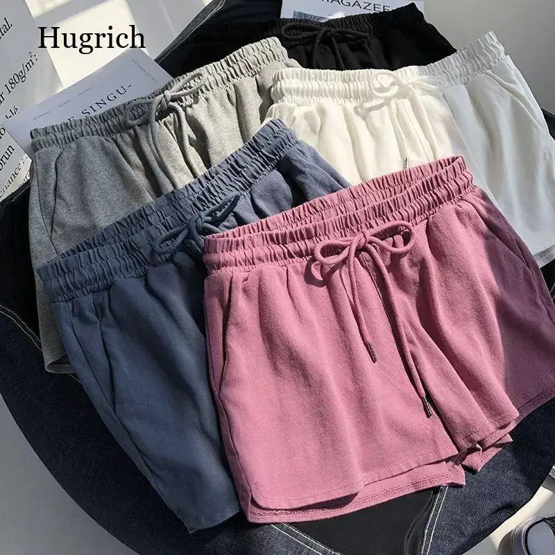 

High Waist Elastic Waist Sports Shorts Women's Loose Casual Wear 2021 New Wide Leg Pants Home Sleepwear Summer